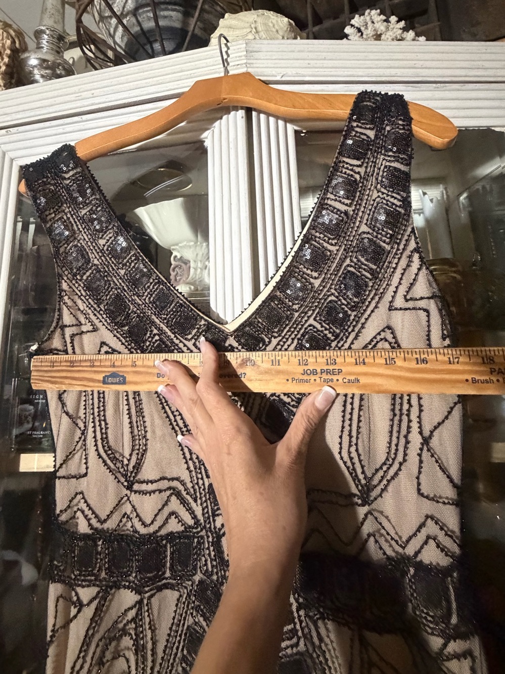 Black & cream lace 1920 flapper dress XL - Picture 5 of 11